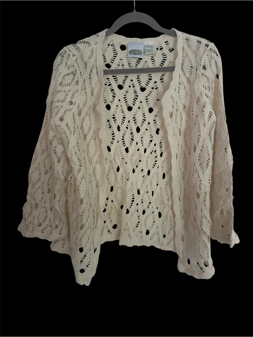 NIP Crochet Cardigan Sweater - Cream, Boho, Granny Chic